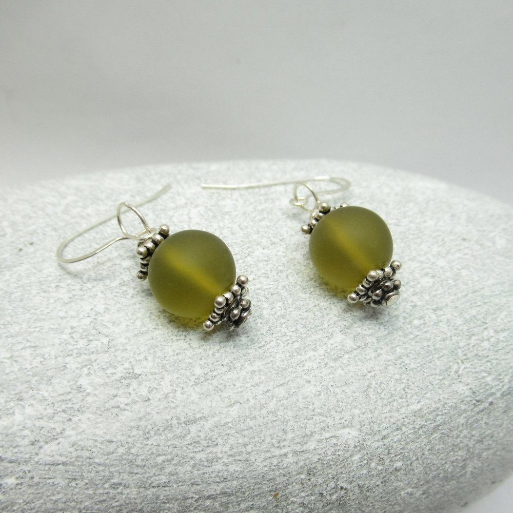 Vintage bead and Bali silver earrings